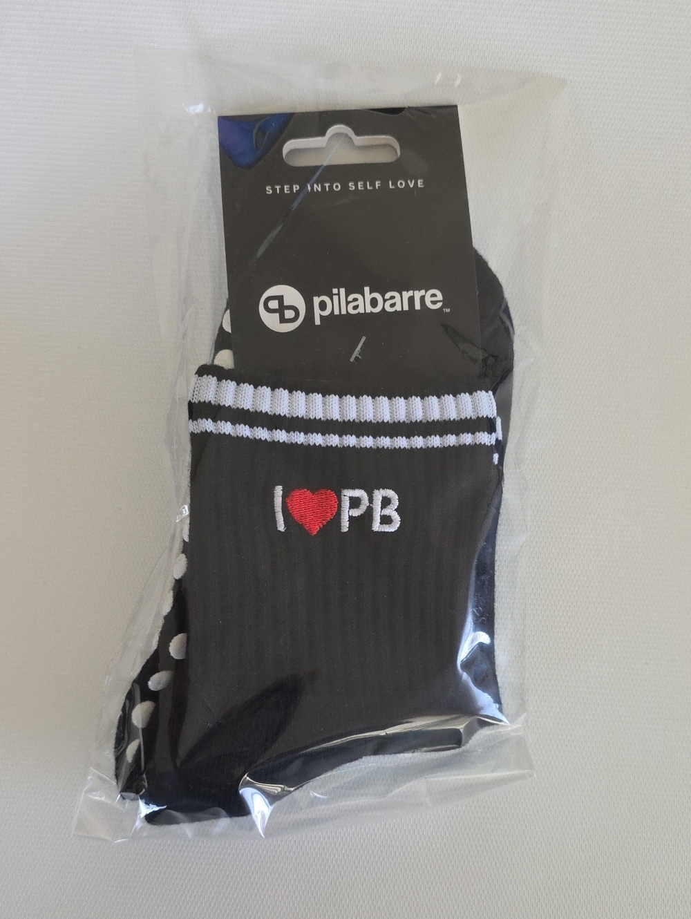 Pila Barre Black 'I ♥ PB' Grip Socks